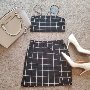 ZAFUL Grid Slit Cami Mini Skirt Set